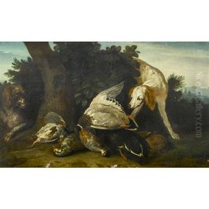 Jagdstillleben Mit Hunden Und Erlegten Vogeln by Alexandre-Francois Desportes