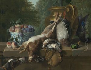 Still Life Of Game With A Bowl Of Plums And Peaches by Alexandre-Francois Desportes