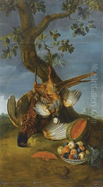 Nature Morte Au Trophee De Chasse Et Fruits - view 1