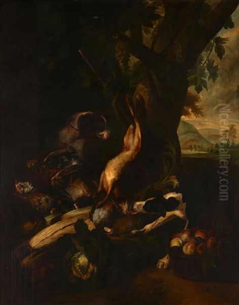 Compositions Au Gibier, Fruits Et Chiens De Chasse (pair) - view 1