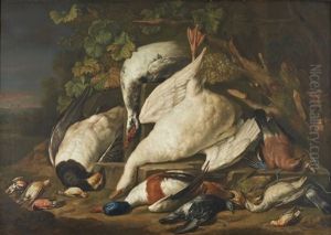 Nature Morte Aux Oiseaux Et Raisins by Alexandre-Francois Desportes