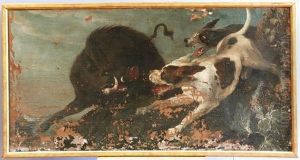 Chiens Attaquant Un Loup (+ Chiens Attaquant Un Sanglier; Pair) by Alexandre-Francois Desportes