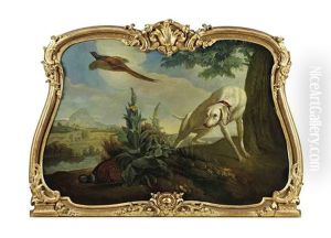An Extensive Landscape With A Hound Flushing Pheasants by Alexandre-Francois Desportes