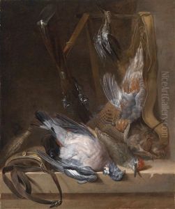 Ein Jagdstillleben Mit Erlegtem Wildgeflugel Und Utensilien Zur Vogeljagd by Alexandre-Francois Desportes