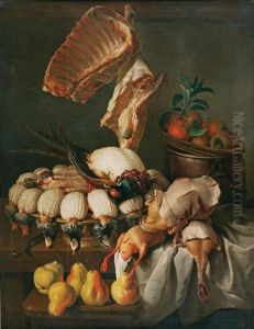 Nature Morte Aux Perdrix Piquees, Faisans, Quarres D'agneau Fruits Et Poires De Bon Chretien