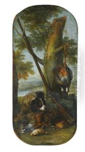 Epagneul Gardant Des Perdrix Mortes (+ Epagneul Gardant Du Gibier Mort, Avec Un Faisan, Des Perdrix Et Un Colvert; Pair) by Alexandre-Francois Desportes