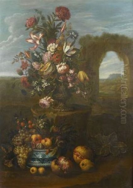 Bouquet De Fleurs Et Vase Chinois - view 1