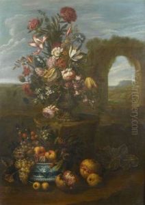 Bouquet De Fleurs Et Vase Chinois