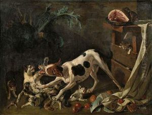 Chien Et Chats Se Disputant by Alexandre-Francois Desportes
