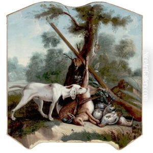 A Hunting Dog And Game In A Landscape by Alexandre-Francois Desportes
