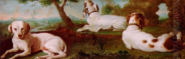 Three Hounds Lying In A Landscape - view 1