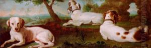 Three Hounds Lying In A Landscape