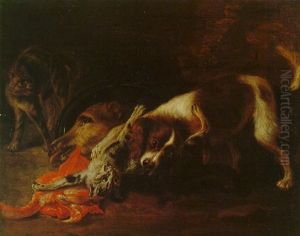 A Spaniel Attacking Two Cats by Alexandre-Francois Desportes