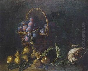 Nature Morte Au Panier De Prunes, Figues Et Becasse by Alexandre-Francois Desportes