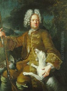 Portrait De (monsieur Paris?) Fermier General Du Dauphine, En Chasseur, Sur Fond De Paysage