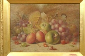 Still Life, Apples, Plums, Grapes And Raspberries