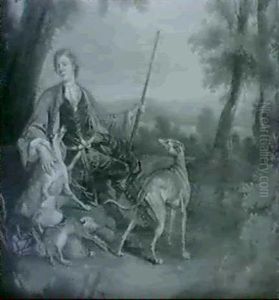 Portrait D'un Chasseur Dans Un Paysage by Alexandre-Francois Desportes