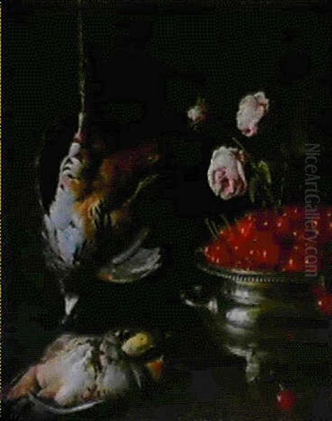 Nature Morte Aux Perdrix Avec Cerises Et Roses - view 1