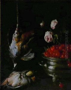 Nature Morte Aux Perdrix Avec Cerises Et Roses