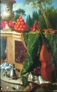Nature Morte Au Violoncelle Et A La Corbeille D'oranges