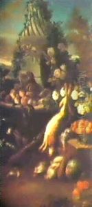 Still-life Of Game, Fruit And Flowers With A Dog by Alexandre-Francois Desportes