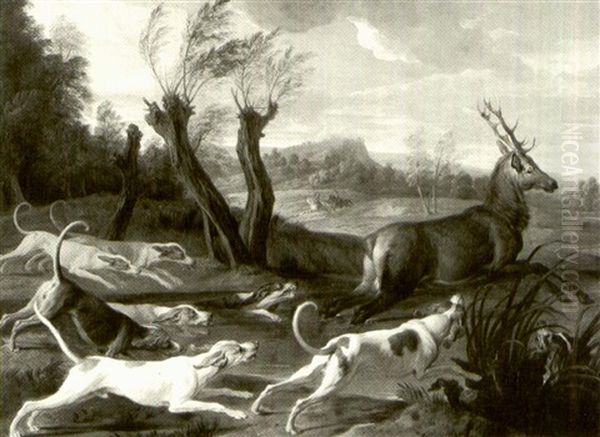 Stag Hunt In An Extensive Landscape - view 1