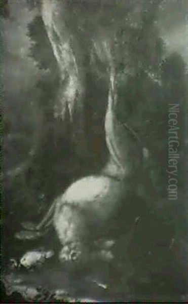 A Still Life Of A Hare, Pheasant And Netted Trap In A       Wooded Landscape - view 1
