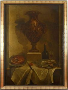Coupe De Fruits Et Trophee De Chasse Sur Un Entablement Devant Un Vase Medicis (+ 2 Others; 3 Works) by Claude Francois Desportes