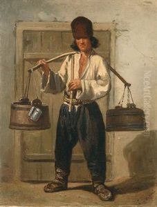Marketender Mit Quas-fassern Und Flote by Emile Francois Dessain