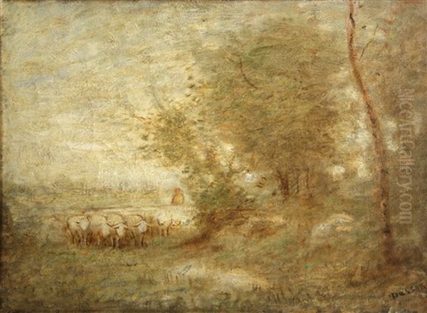 A Shepherd With His Flock - view 1