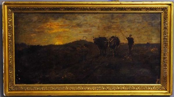 Tonalist Landscape With Bovine And Sheppard - view 1