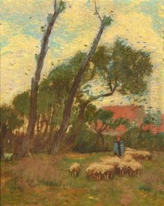 Sheep In The Pasture by Louis Paul Dessar