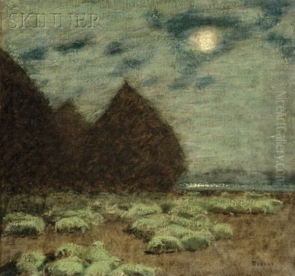 Moonlit Landscape With Sleeping Flock - view 1