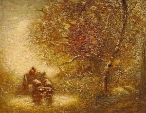 Wooded Landscape With Oxen Watering
