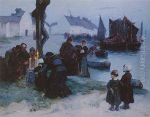 The Departure Of The Fishermen In The Early Morning, 1891 by Louis Paul Dessar