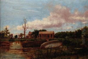 Sunken Skiff Near Creole Cottages, Mandeville by Edward E. Dessomes