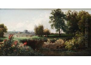 Landschaft Mit Einem Wassergraben Landschaft Mit Einem Wassergraben