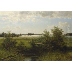 A Hunter In A Summer Landscape, A Town In The Distance