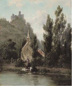 Washing In The River by Johannes Joseph Destree