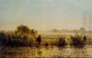 Anglers In A Polder Landscape