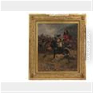 Napoleonic Cavalryman Capturing An English Flag by Raymond Desvarreux