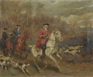 Cavaliers Au Depart Pour La Chasse by Raymond Desvarreux