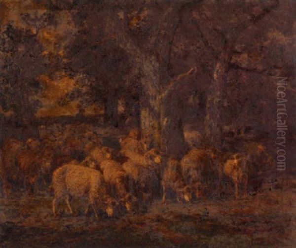 A Shepherd With His Flock At The Edge Of Forest - view 1