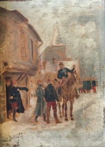 L'alerte. Gendarme Prevenant Un General Et Son Aide De Camp by Edouard Jean Baptiste Detaille