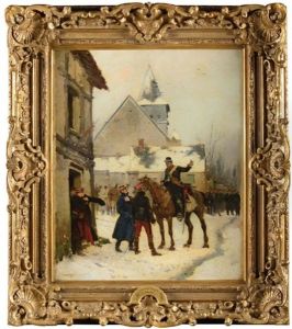 L'alerte! Gendarme Prevenant Un General Et Son Aide De Camp. by Edouard Jean Baptiste Detaille