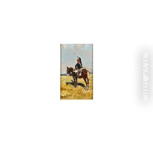 Untitled (portrait Of Soldier On Horseback) by Edouard Jean Baptiste Detaille