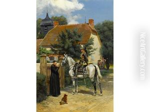 A Halt In The Village by Edouard Jean Baptiste Detaille