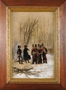 General Et Aide De Camp Entoures De Hussards Du 7e Regiment by Edouard Jean Baptiste Detaille