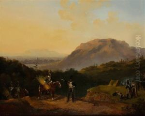 Soldats Dans Un Paysage Montagneux by Edouard Jean Baptiste Detaille