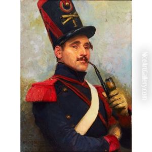 Officer Of The French Horse Artillery Smoking A Pipe
